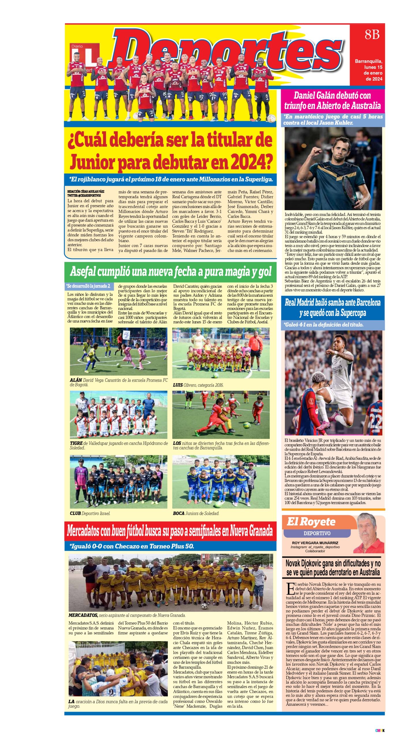Mercadatos con buen fútbol busca su paso a semifinales en Nueva Granada. Fuente: Diario La Libertad (Ene/24).